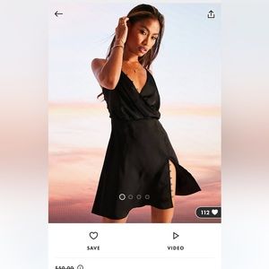 ASOS design bias cut drape cami mini dress with button detail in black